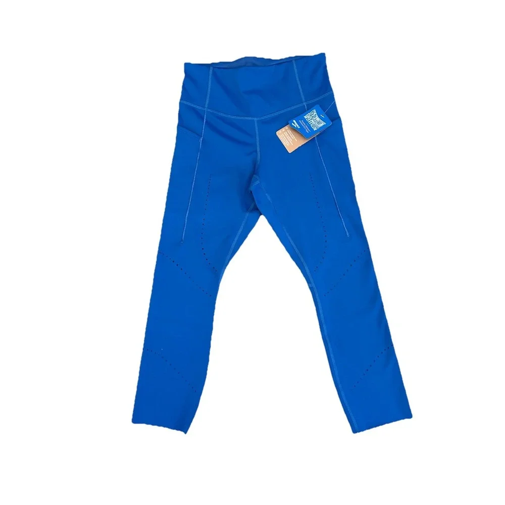 Brooks Women's Method 3/4 Running Tights Blue Ash Phone Pockets Stretch Sz S NWT